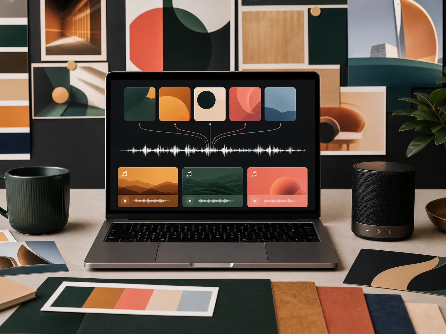 Marketing campaign materials turning into a short AI music jingle concept